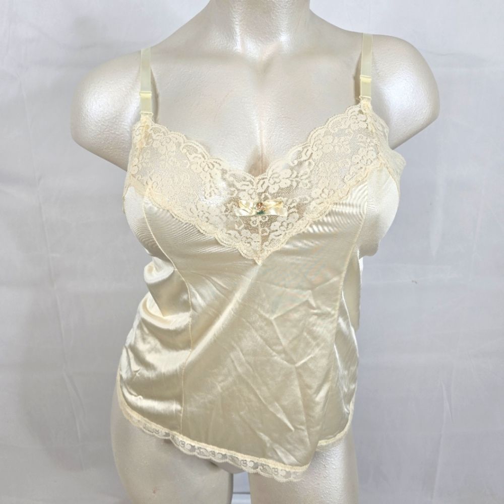 VTG 70's Perfectform Cream Lingerie Lace Camisole Sz 42 12/14